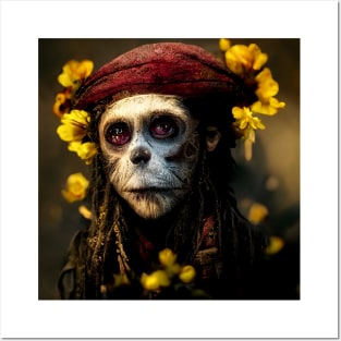 monkey as jack sparrow Posters and Art